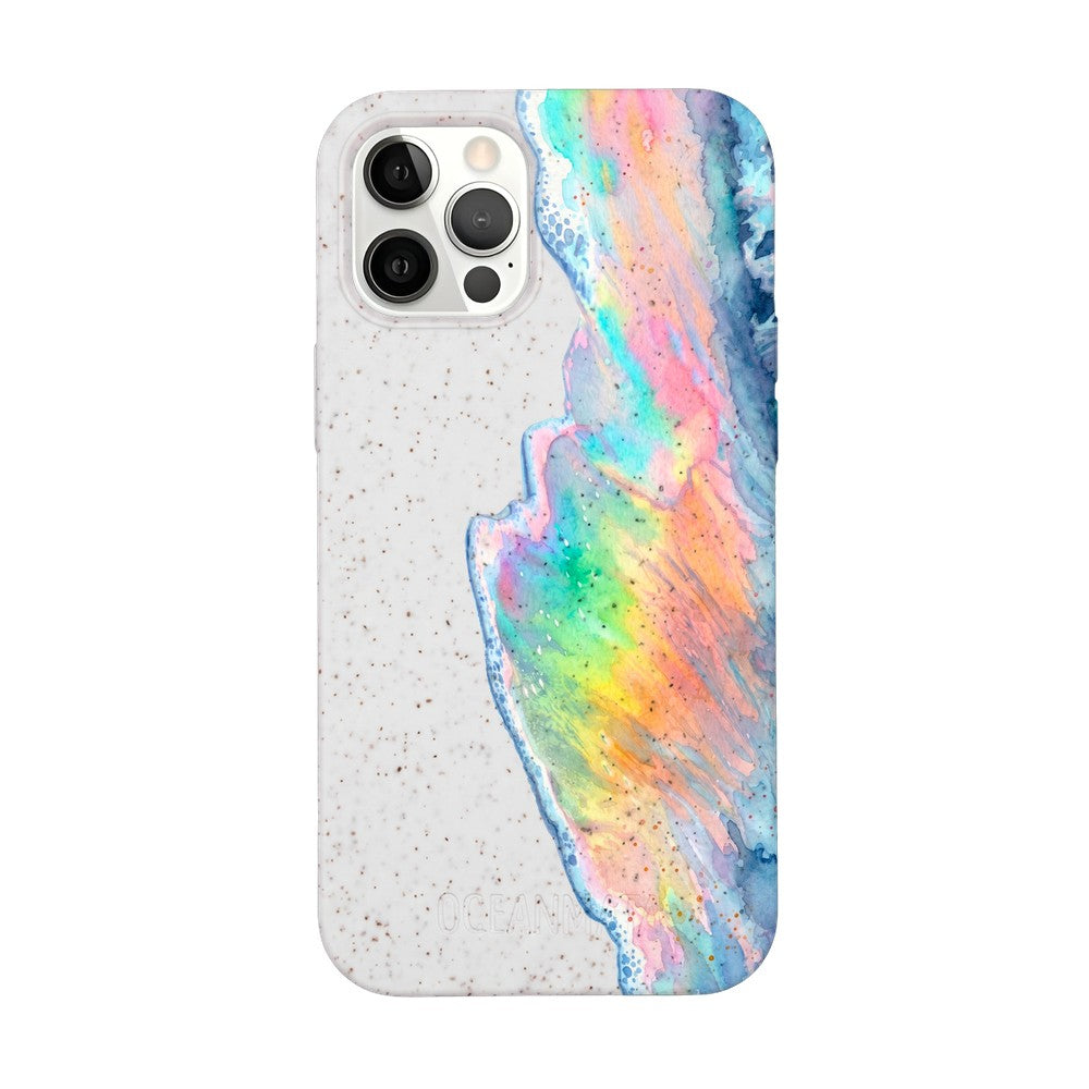 iPhone 12 Pro / iPhone 12 Case - Rainbow Wave White - "WaveOfPride" - sustainable