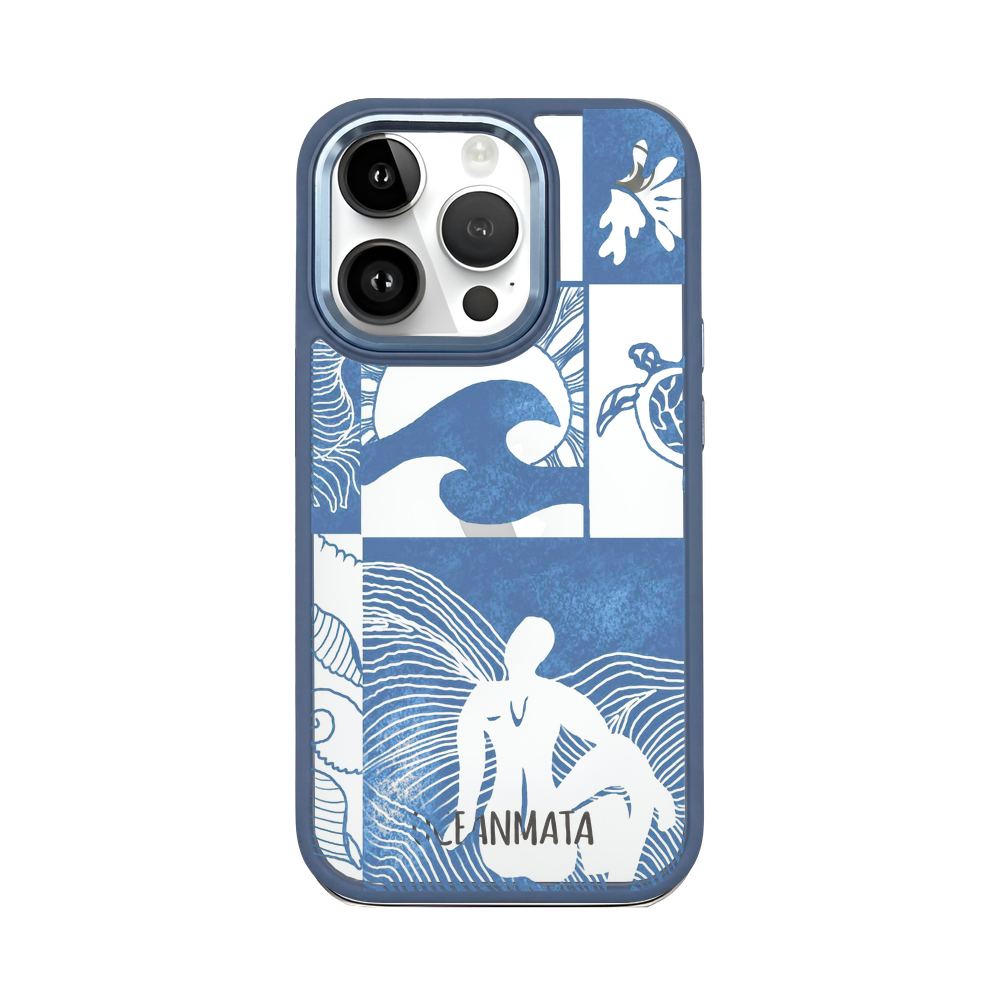 iPhone 14 pro Hülle - Line Art Ocean - "Waves of Balance" - nachhaltig