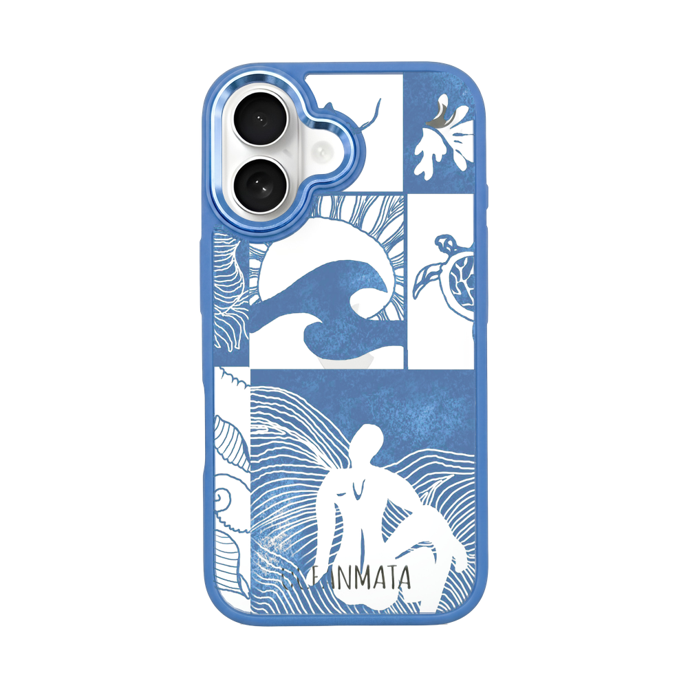iPhone 16 Hülle - Line Art Ocean - "Waves of Balance" - nachhaltig