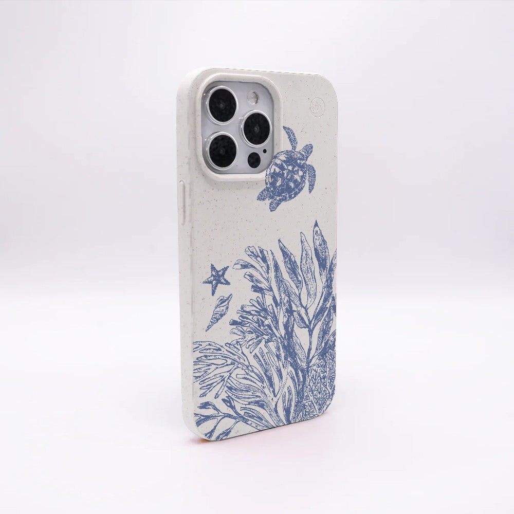 Biologisch abbaubare Handyhülle iPhone 14 pro Whitesilentwaves — kompostierbar — Rückseite