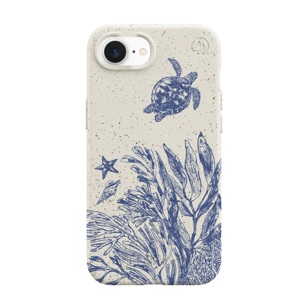 iPhone 16e Case - Turtles White - "White Silent Waves" - sustainable