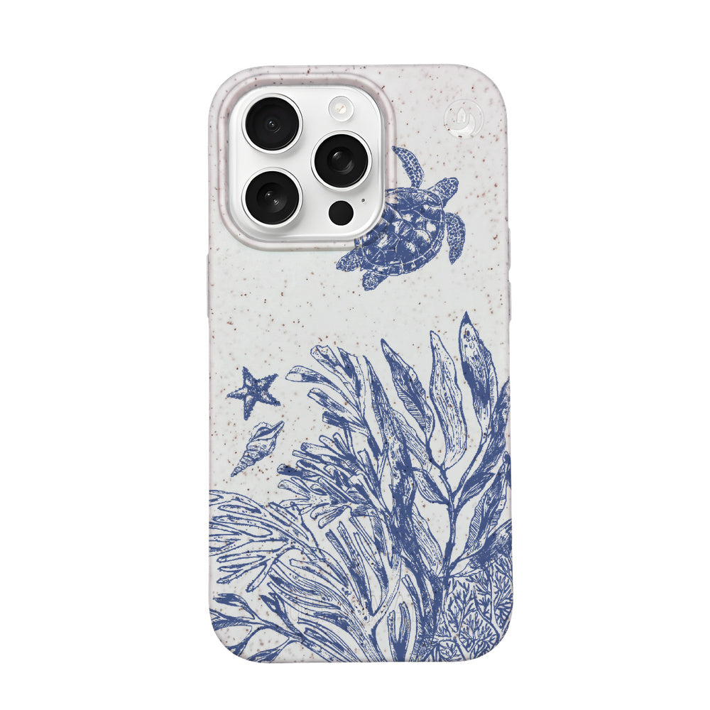 Biologisch abbaubare Handyhülle iPhone 16 pro Whitesilentwaves — kompostierbar — Vorderseite