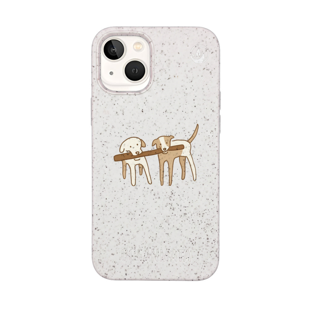 iPhone 13 mini Case - Dogs white - "Woof" - sustainable
