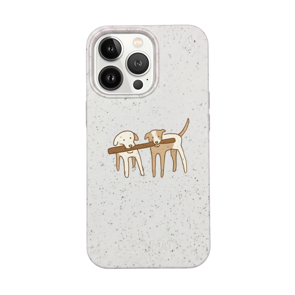 iPhone 13 Pro Case - Dogs White - "Woof" - Sustainable