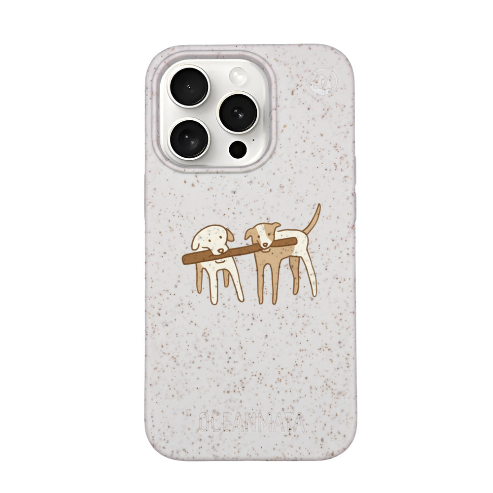 iPhone 15 Pro Max Case - White Dogs - "Woof" - Sustainable