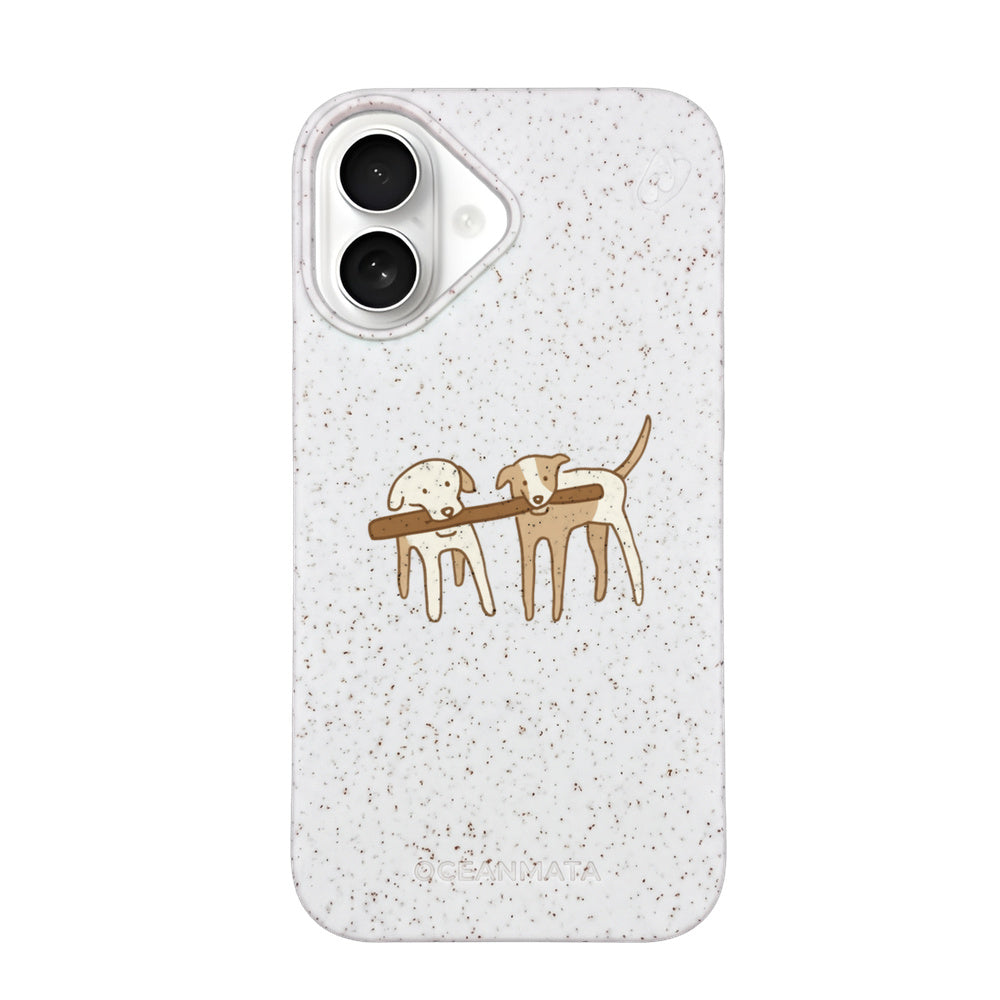 iPhone 16 Case - Dogs white - "Woof" - sustainable