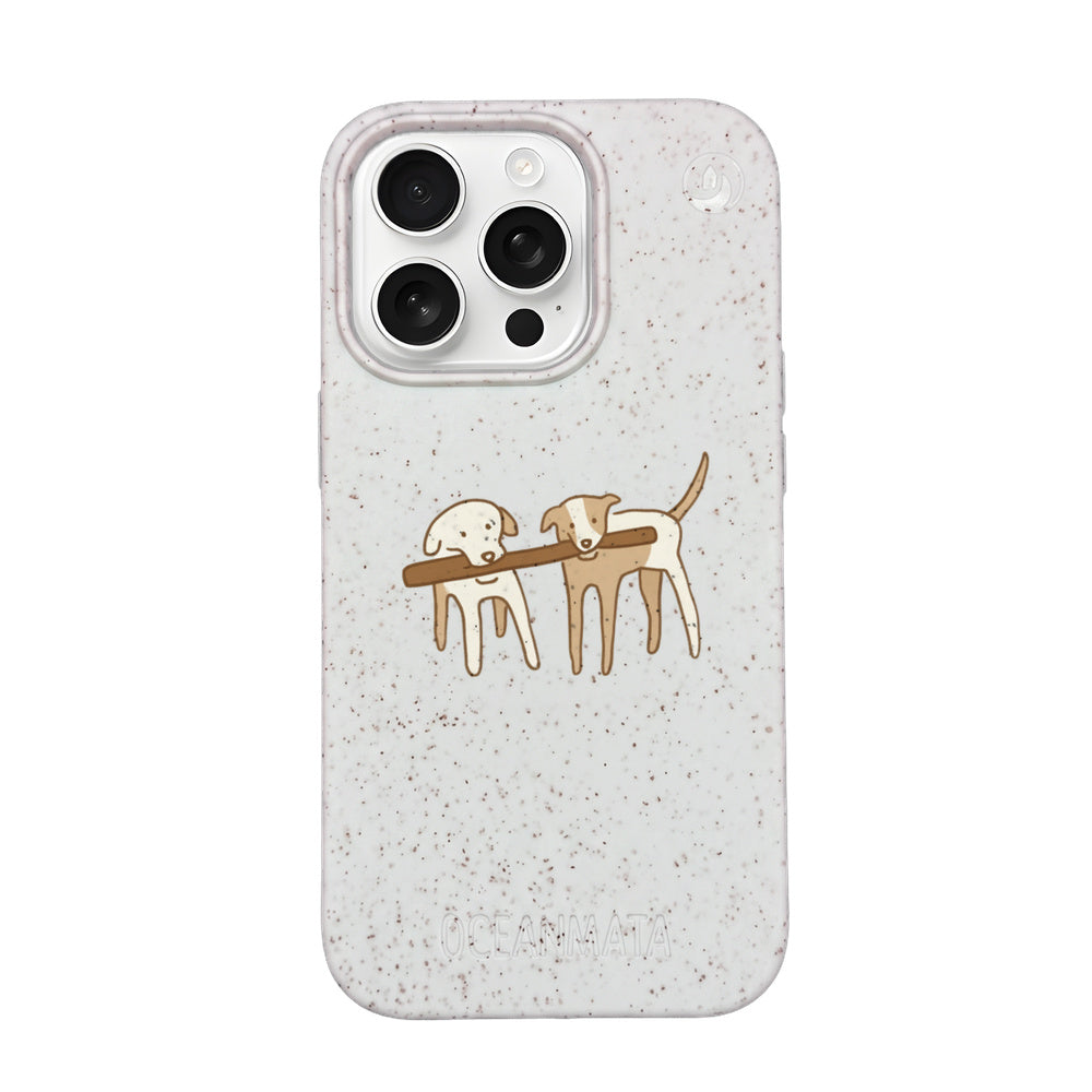 iPhone 16 Pro Case - White Dogs - "Woof" - sustainable