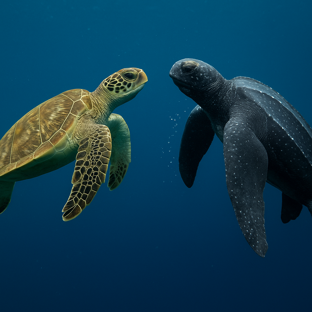 Green Sea Turtle vs. Leatherback Turtle – Die sanften Rie...