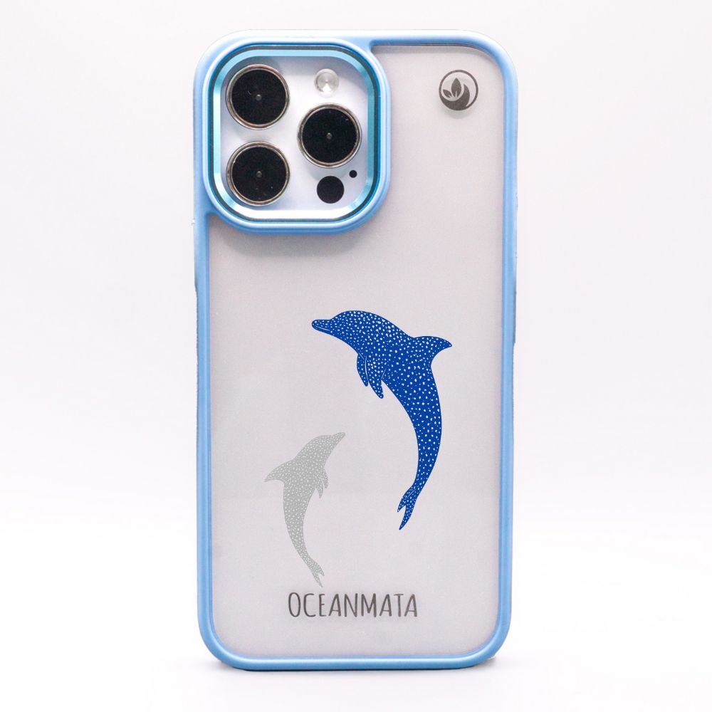 iPhone 11 pro Hülle - Delfin blau - "Dolphin Twins" - nachhaltig