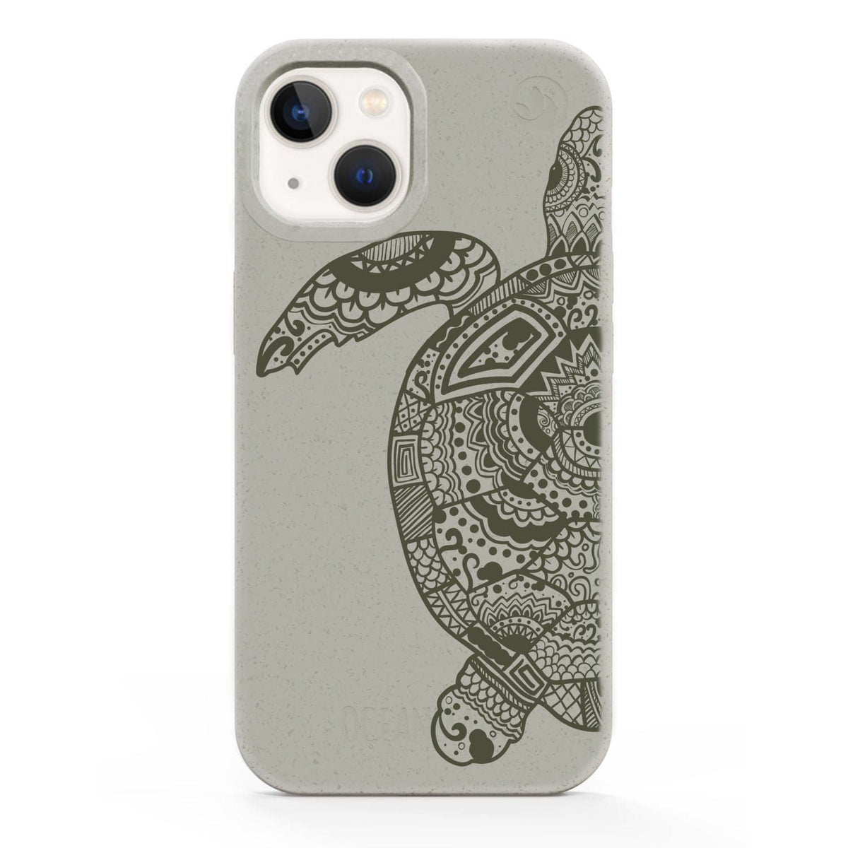 iPhone 14 Hülle - beige - "GREEN TURTLE" - nachhaltig