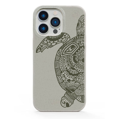 iPhone 16e/17e Hülle - beige - "GREEN TURTLE" - nachhaltig