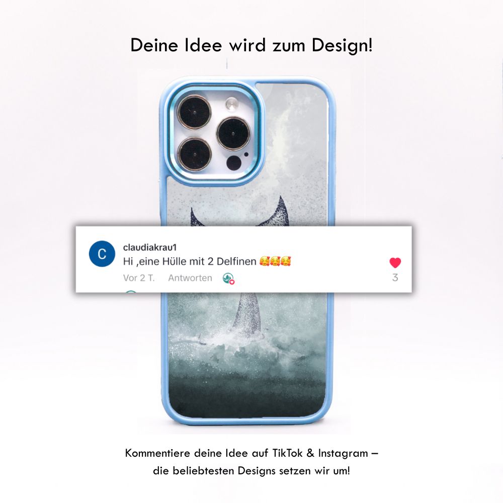 iPhone 16 pro Hülle - Delfin blau - "Dolphin" - nachhaltig