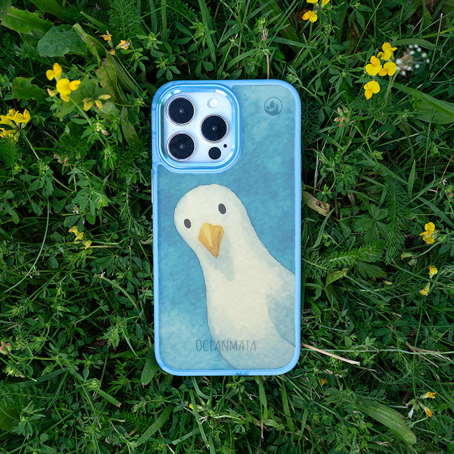 iPhone 16e Hülle - Möwe blau - "Seagull" - nachhaltig