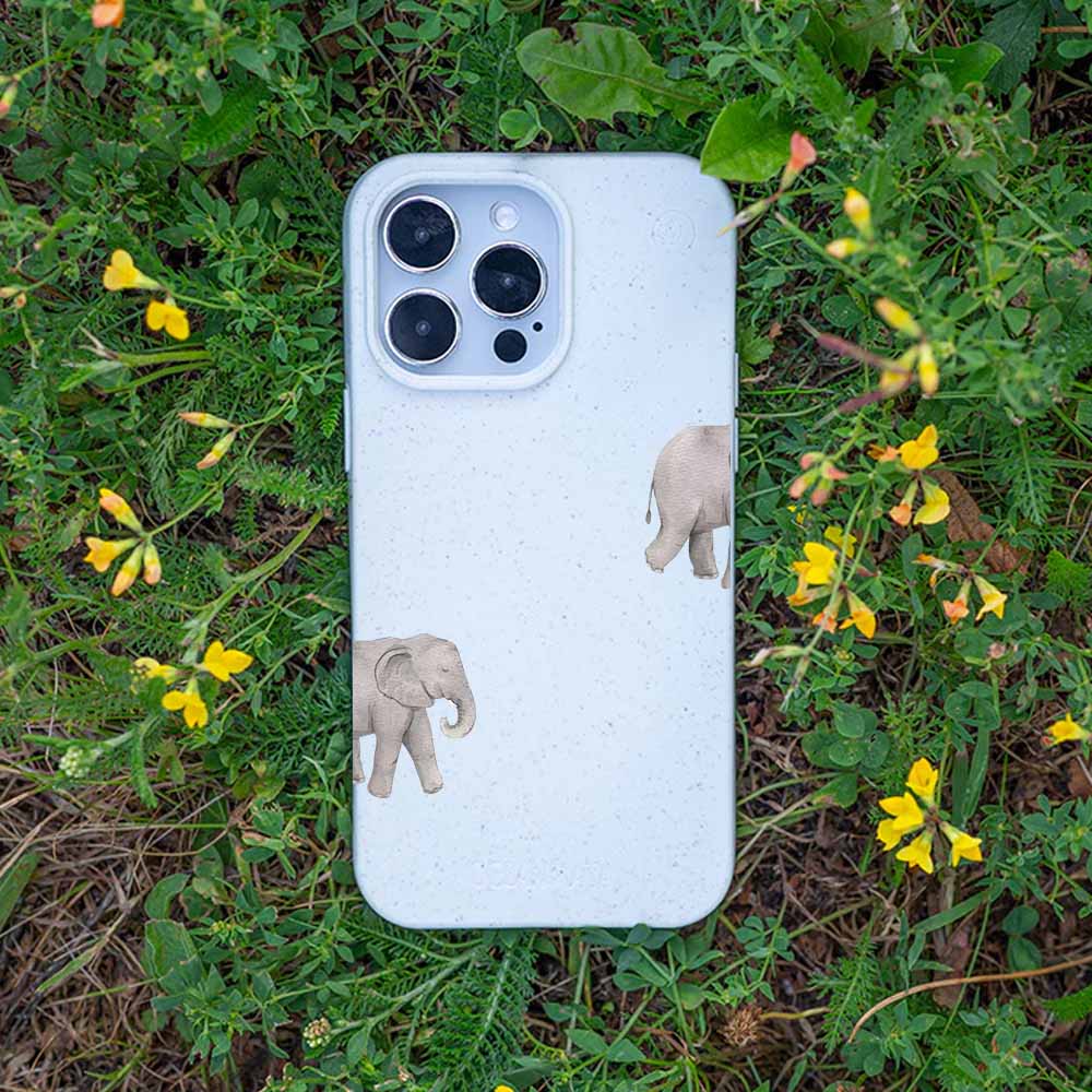 iPhone 13 pro Hülle - Elefant weiß - "Ele-Fant" - nachhaltig