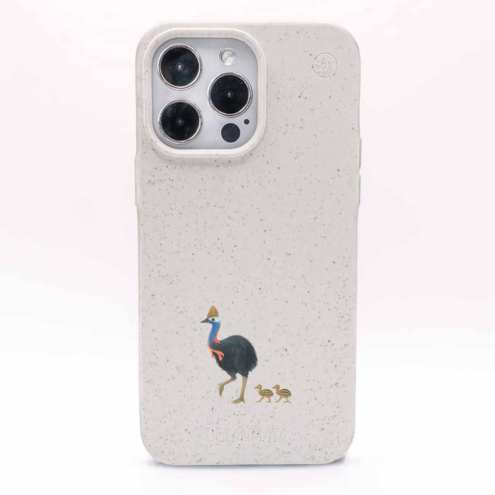 iPhone 13 pro Hülle - Cassowary weiß - "CassowaryStroll" - nachhaltig