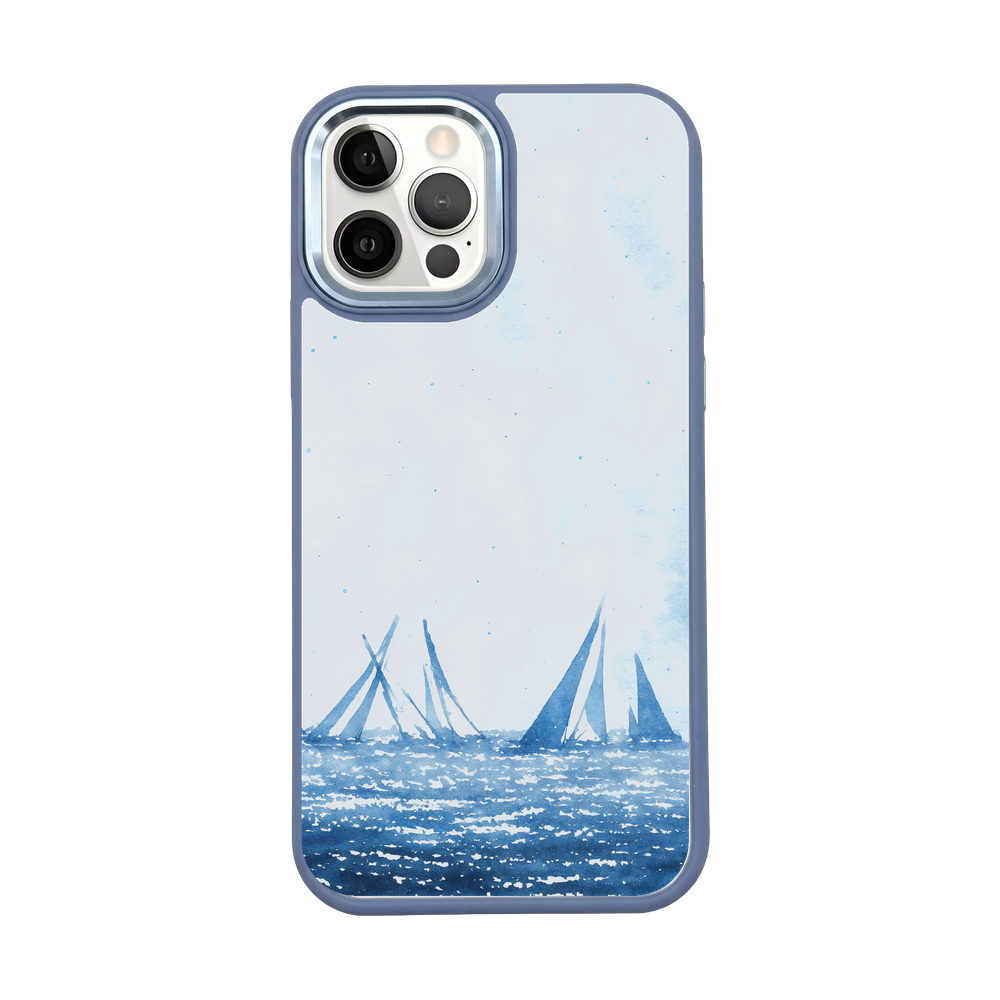 iPhone 12 pro / iPhone 12 Hülle - segeln blau - "BlueHorizon" - nachhaltig
