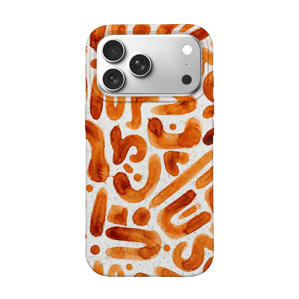 iPhone 18 Pro Max / 17 Pro Max Hülle - orange - "buchstabensuppe" - nachhaltig