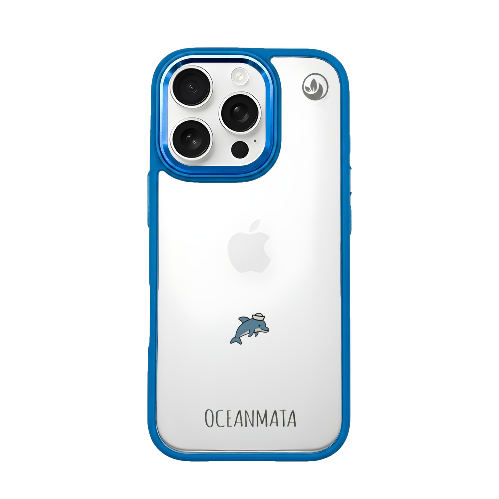 iPhone 16 pro Hülle - Delfin blau - "Captain Dolphin" - nachhaltig