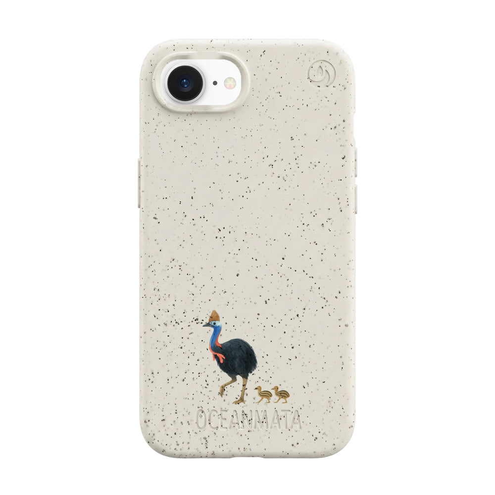 iPhone 16e/17e Case - Cassowary White - "CassowaryStroll" - sustainable