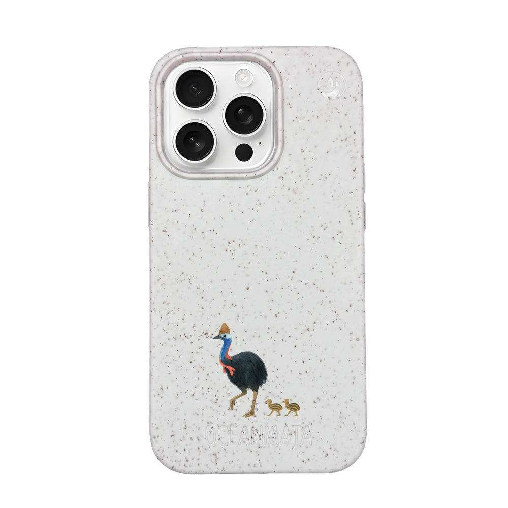 iPhone 16 pro Hülle - Cassowary weiß - "CassowaryStroll" - nachhaltig