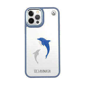 iPhone 12 pro / iPhone 12 Hülle - Delfin blau - "Dolphin Twins" - nachhaltig