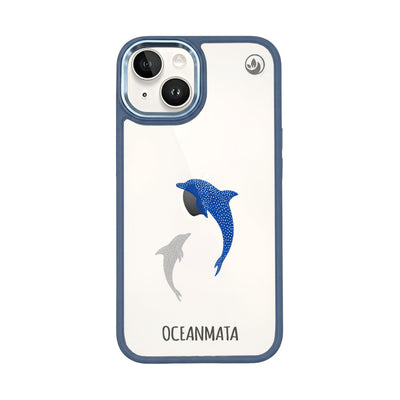iPhone 14 Hülle - Delfin blau - "Dolphin Twins" - nachhaltig