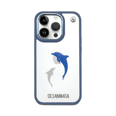 iPhone 14 pro Hülle - Delfin blau - "Dolphin Twins" - nachhaltig
