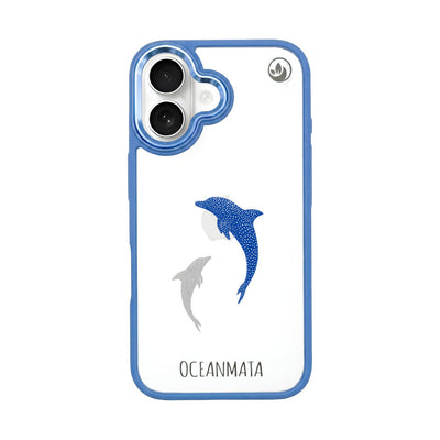 iPhone 16 Hülle - Delfin blau - "Dolphin Twins" - nachhaltig