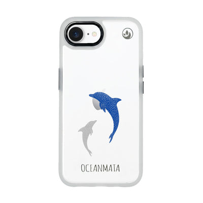 iPhone 16e/17e Case - Dolphin Blue - "Dolphin Twins" - sustainable