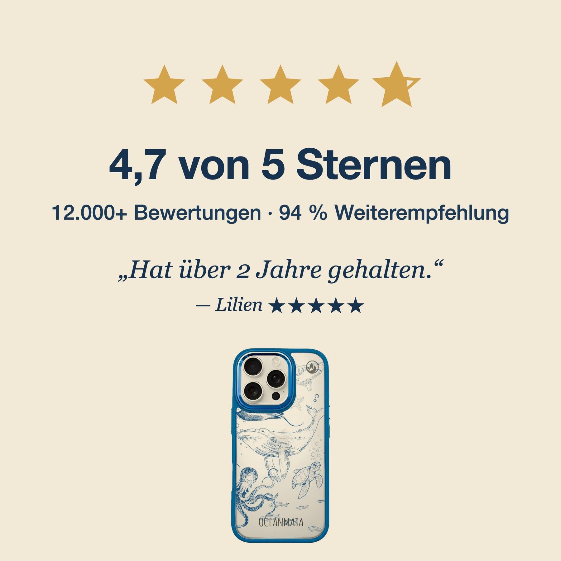 Nachhaltige Handyhülle iPhone 17 Dolphin aus Ocean Plastic — Bewertungen