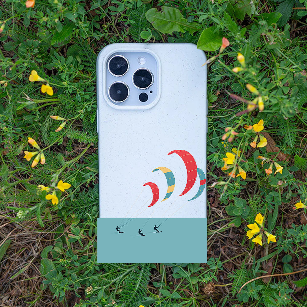 iPhone 12 pro / iPhone 12 Hülle - Kite weiß - "Kitesurf" - nachhaltig
