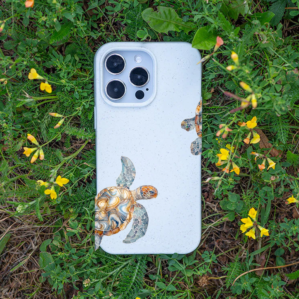 iPhone 12 mini Hülle - Schildkröte weiß - "TurtleGaze" - nachhaltig