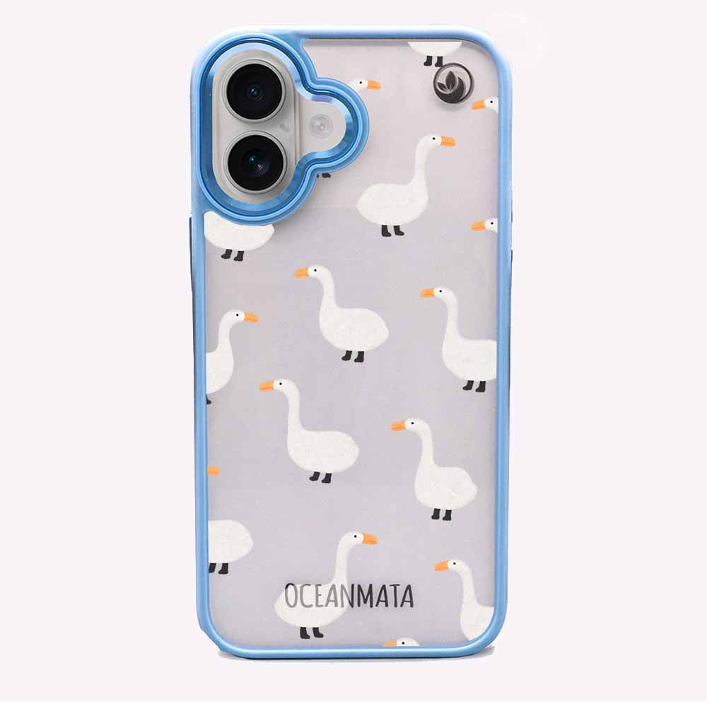 iPhone 16 Hülle -  gans blau - "Goose Fella" - nachhaltig