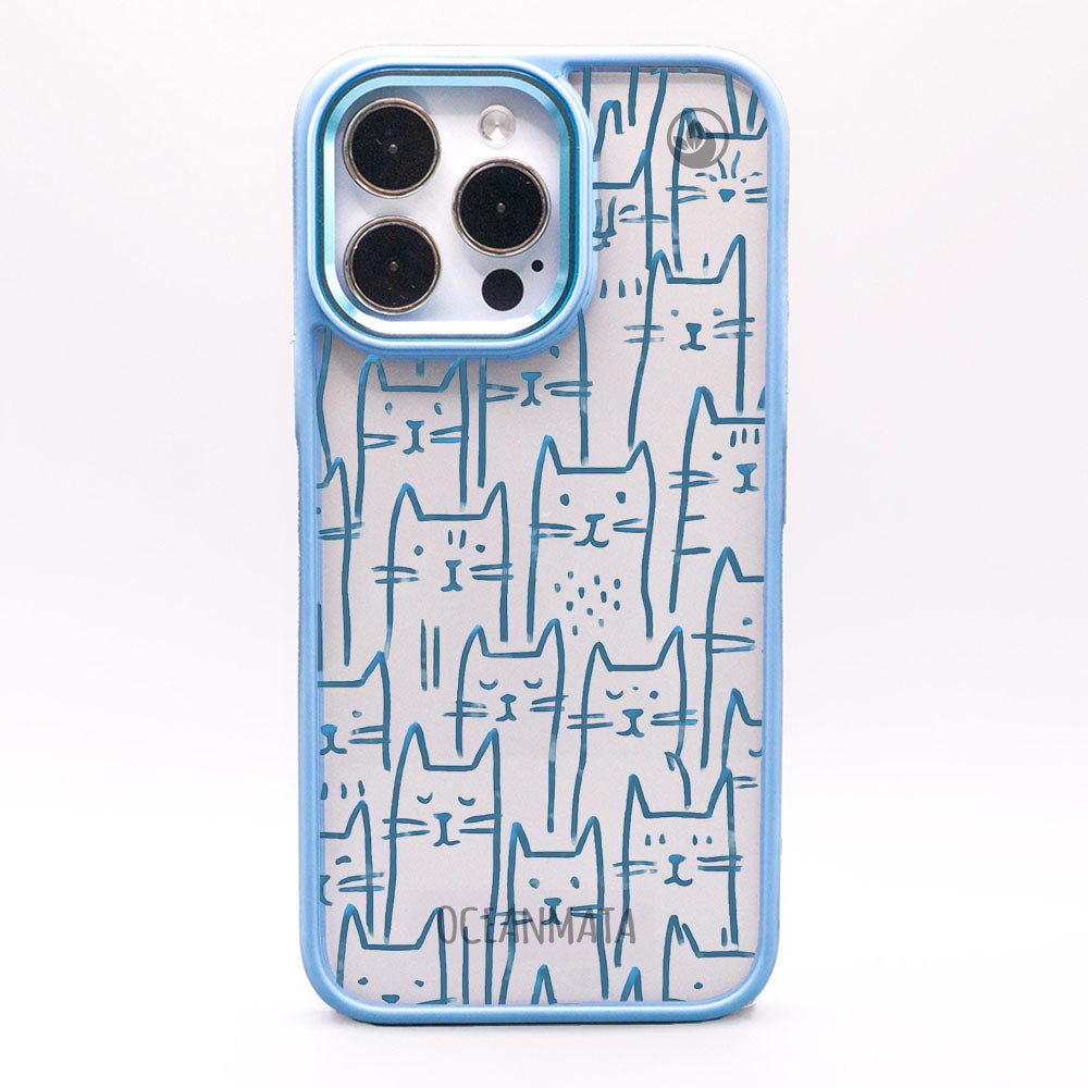 iPhone 15 pro Hülle - Katzen blau - "miau" - nachhaltig