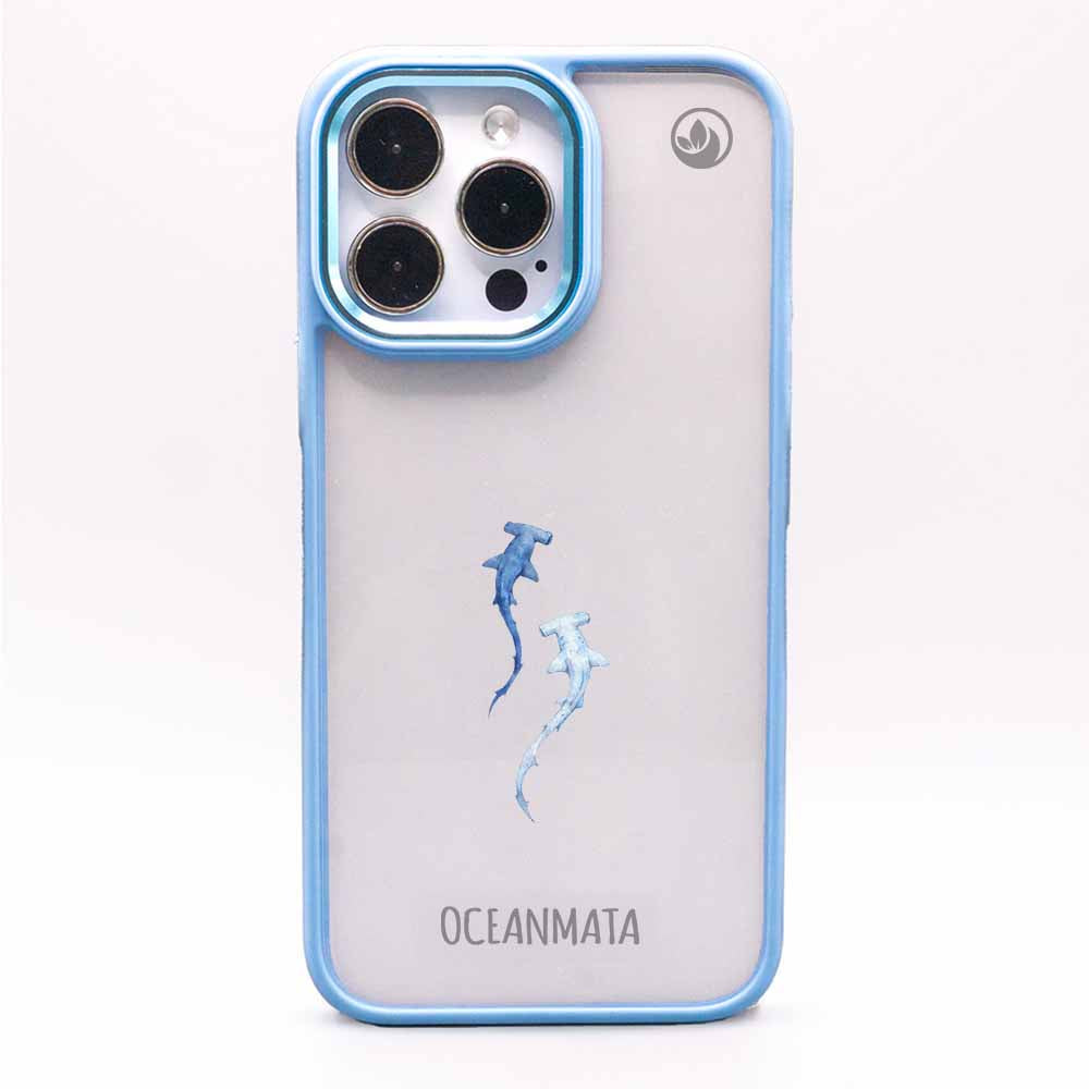 iPhone 12 pro / iPhone 12 Hülle - hai blau - "Hammerhead" - nachhaltig