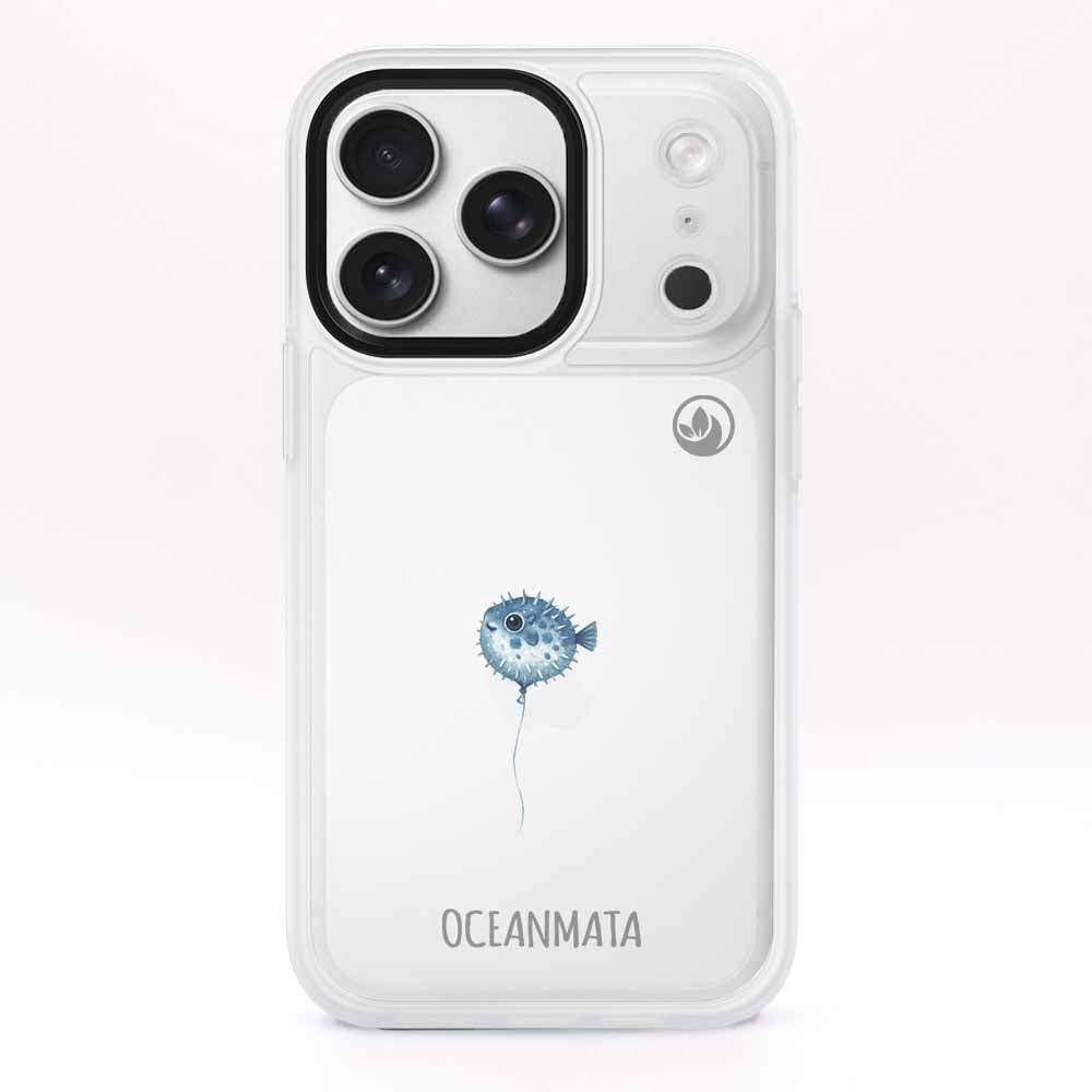 iPhone 17 pro Hülle - kugelfisch blau - "Pufferfish" - nachhaltig