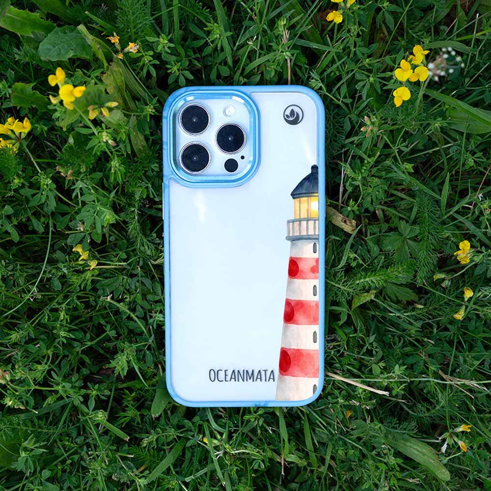 iPhone 12 pro / iPhone 12 Hülle - Leuchtturm blau - "Lighthouse" - nachhaltig