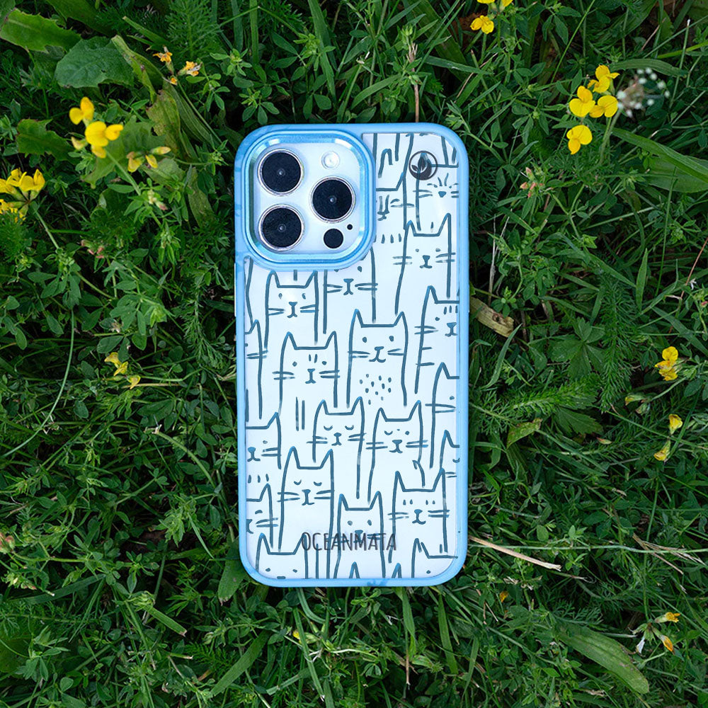 iPhone 12 pro / iPhone 12 Hülle - Katzen blau - "miau" - nachhaltig