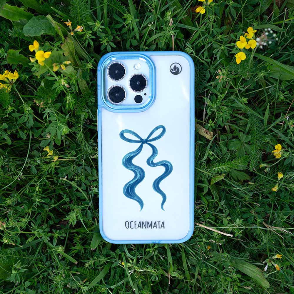 iPhone 16e Hülle - Schleife blau - "tideknot" - nachhaltig