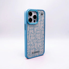 iPhone 15 Hülle - Katzen blau - "miau" - nachhaltig