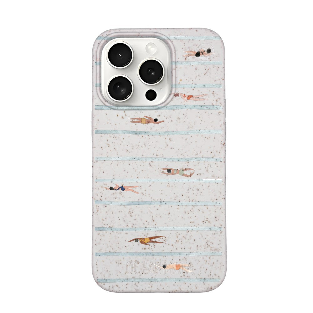 iPhone 15 pro Hülle - Schwimmen weiß - "lapflow" - nachhaltig