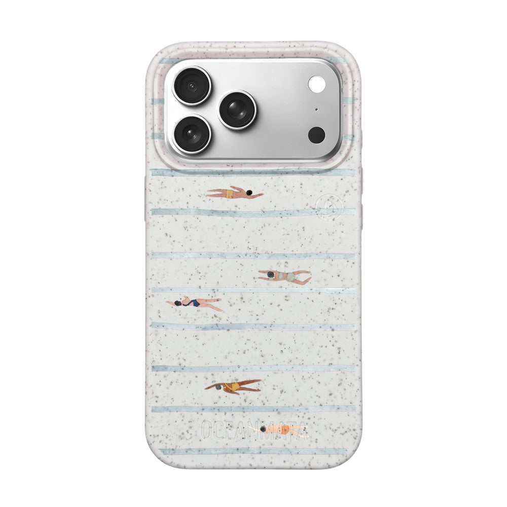 iPhone 18 Pro / 17 Pro Hülle - Schwimmen weiß - "lapflow" - nachhaltig