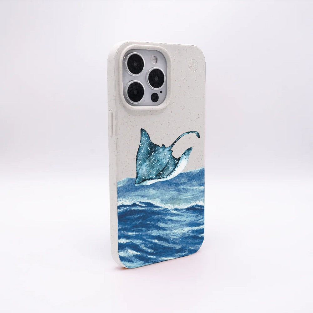 iPhone 16 Case - white Manta - "Manta Wave" - ​​sustainable