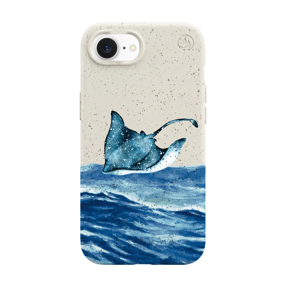 iPhone 16e/17e Case - White Manta - "Manta Wave" - sustainable