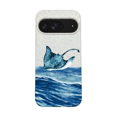 Google Pixel 9 / 9 Pro Case - white Manta - "Manta Wave" - sustainable