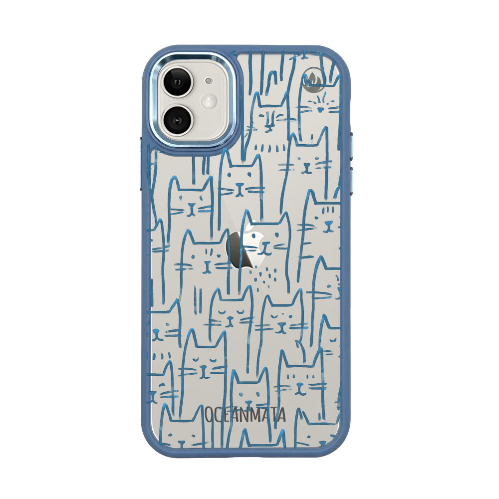 iPhone 11 Hülle - Katzen blau - "miau" - nachhaltig