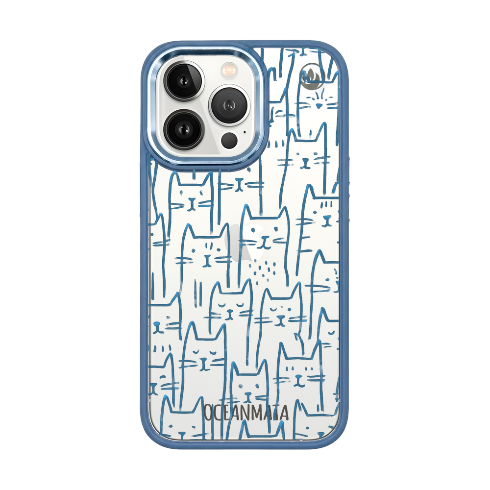 iPhone 13 pro max Hülle - Katzen blau - "miau" - nachhaltig