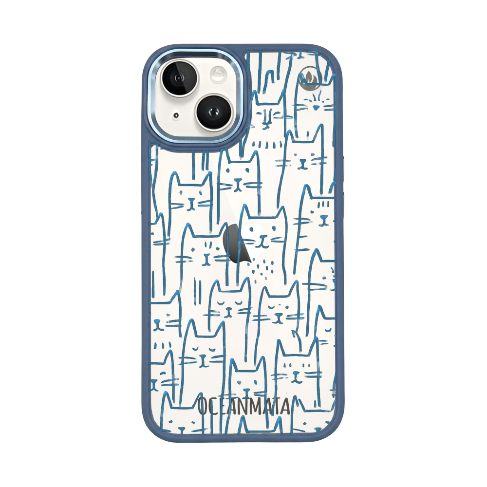 iPhone 14 Hülle - Katzen blau - "miau" - nachhaltig