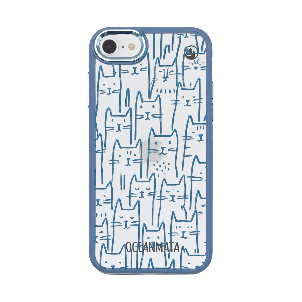 iPhone SE/7/8 Hülle - Katzen blau - "miau" - nachhaltig