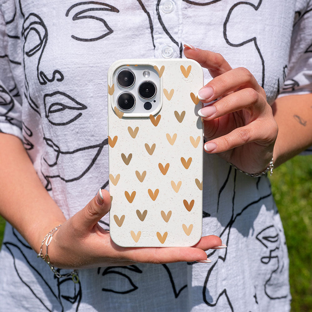 iPhone 12 pro / iPhone 12 Hülle - Herz weiß - "AutumnLove" - nachhaltig